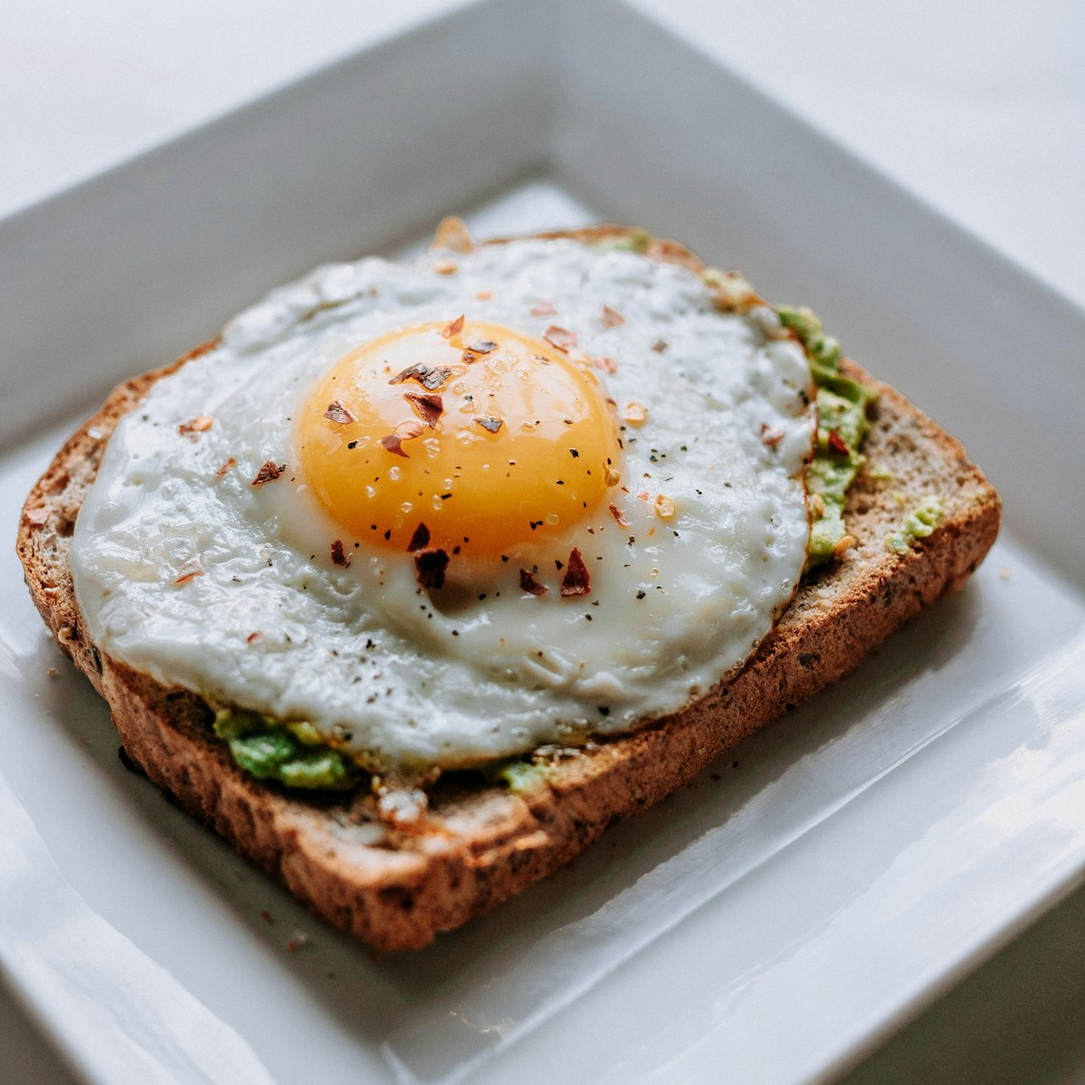 A café breakfast plate — fried egg on toast