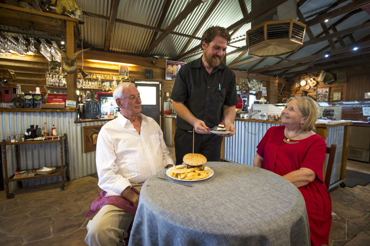 Inside the Old Fernvale Bakery café — corrugated iron, timber and rural memorabilia collected by local families